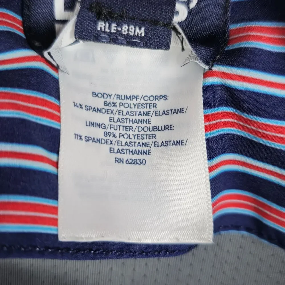 Lands' End Mens Large (36-38) Swim Shorts/Trunks Red White Navy Stripe